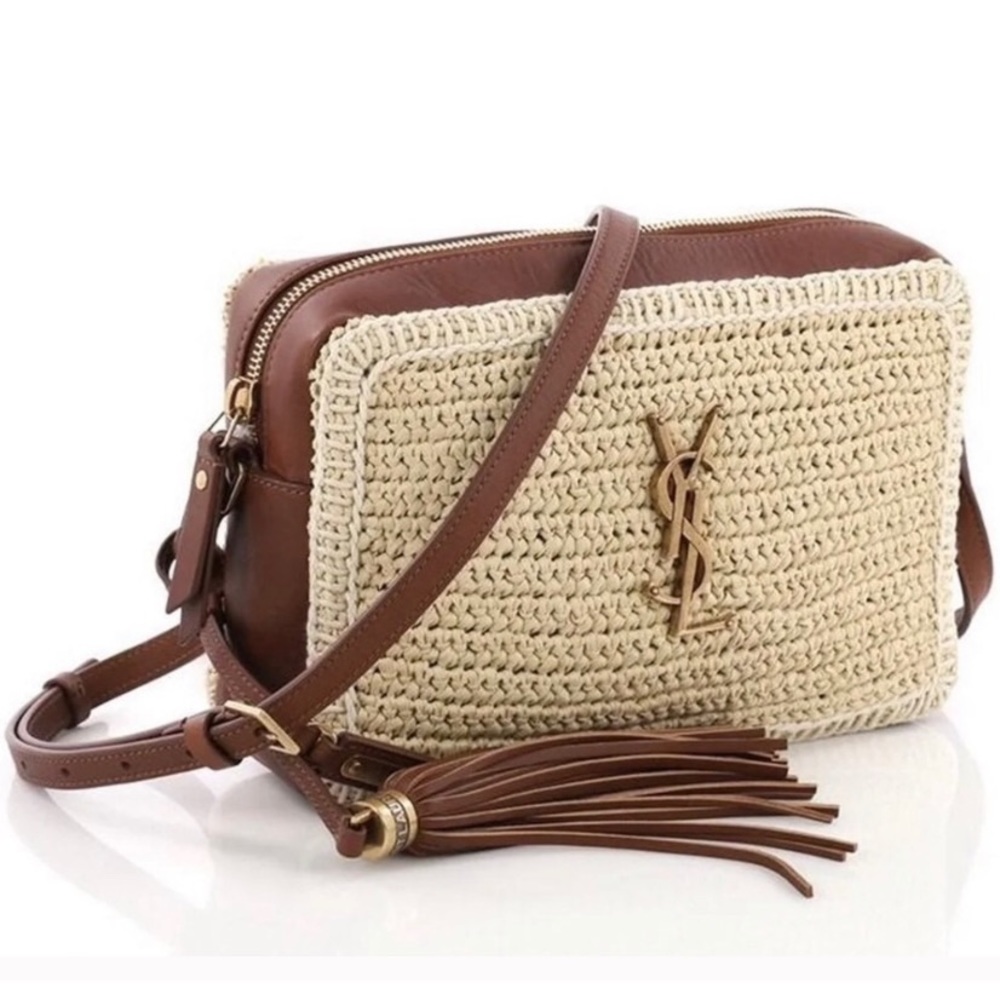 YSL Yves Saint Laurent Woven Raffia Camera bag